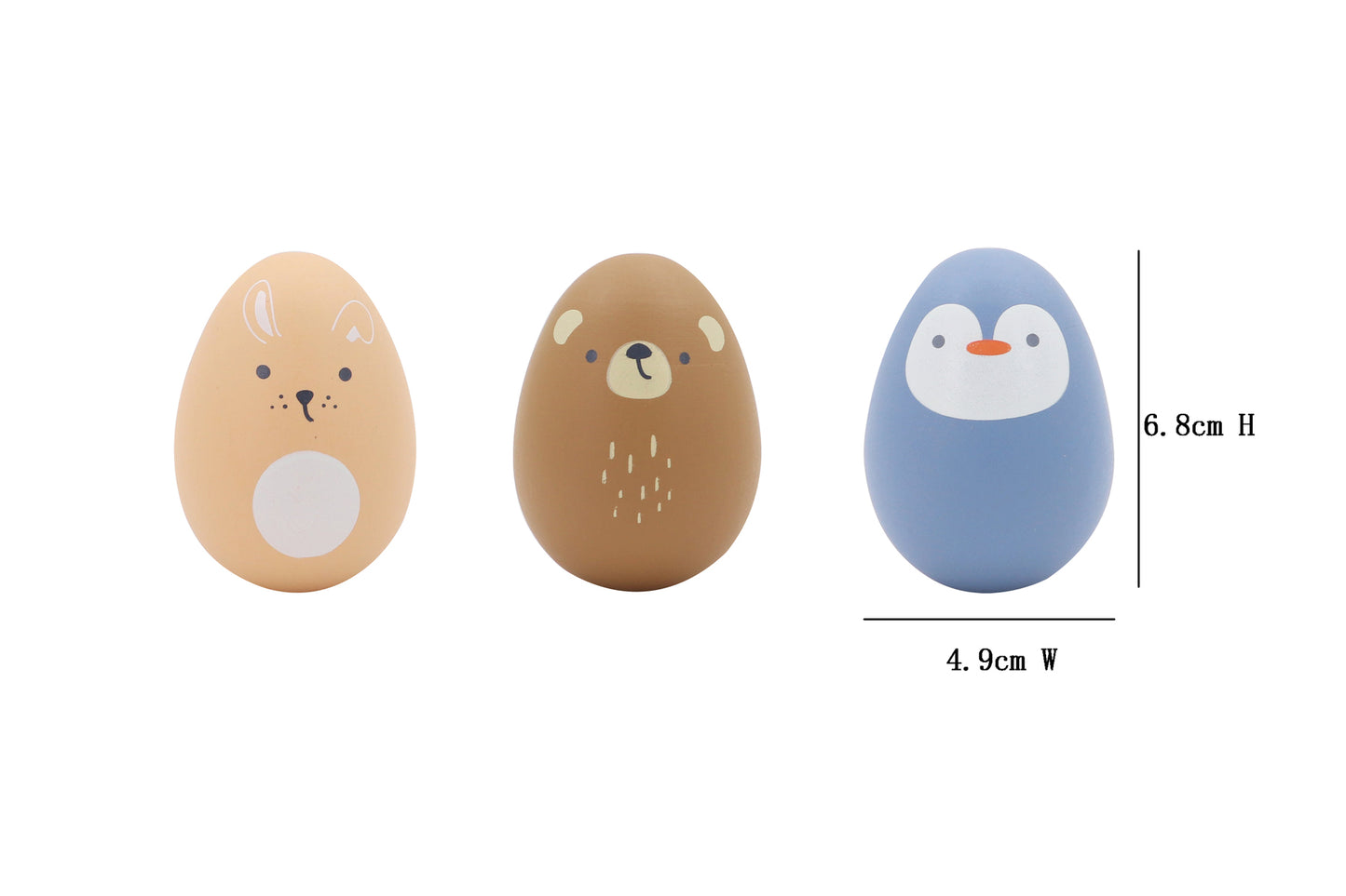 Wooden Animal Egg Shaker (Set of 3)