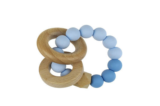 Wooden & Silicone Teether - Blue