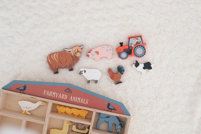 Wooden Farm Animals (includes Display Shelf)