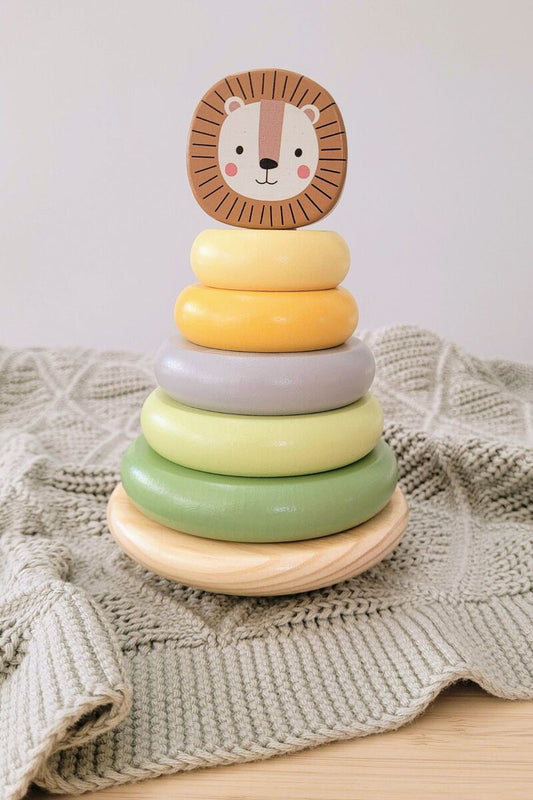 Wooden Lion Stacking Tower