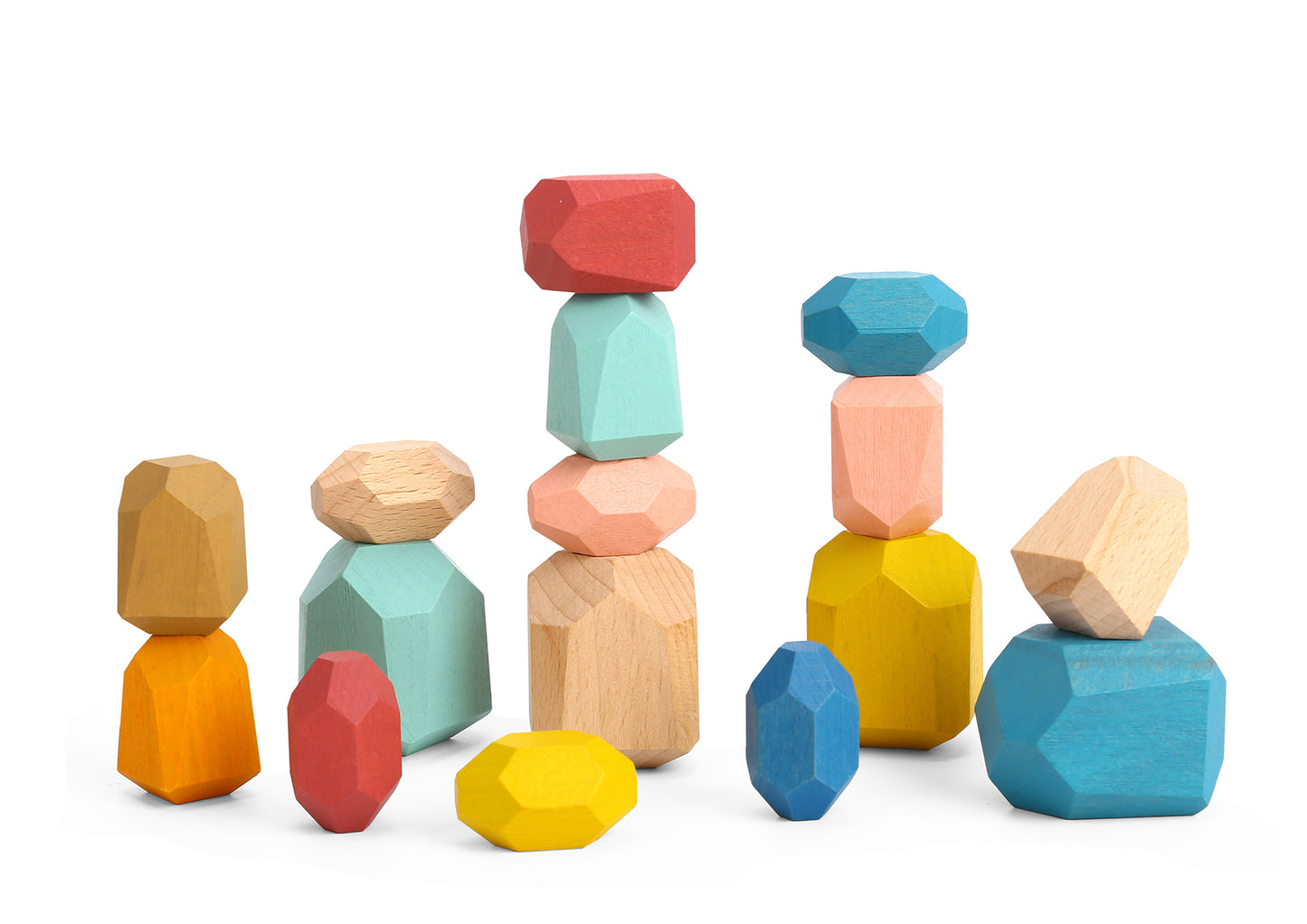 Coloured Wooden Stacking Stones