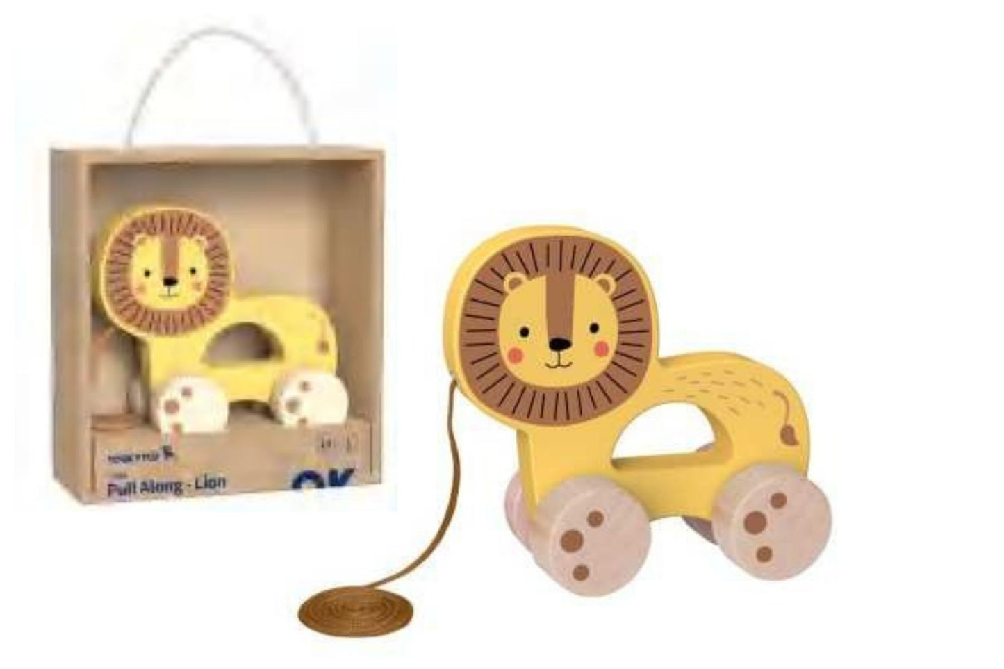 Wooden Lion Pull Along Toy