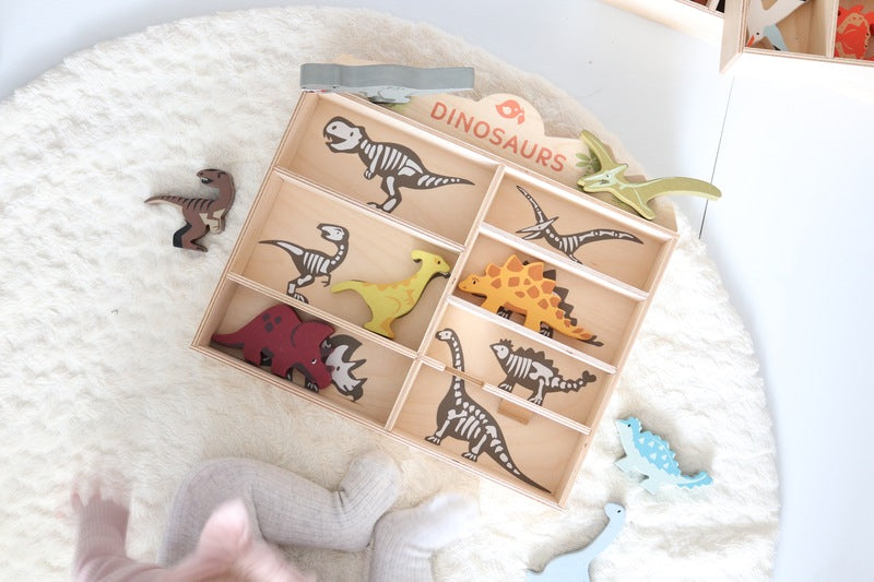 Wooden Dinosaur Set (includes Display Shelf)