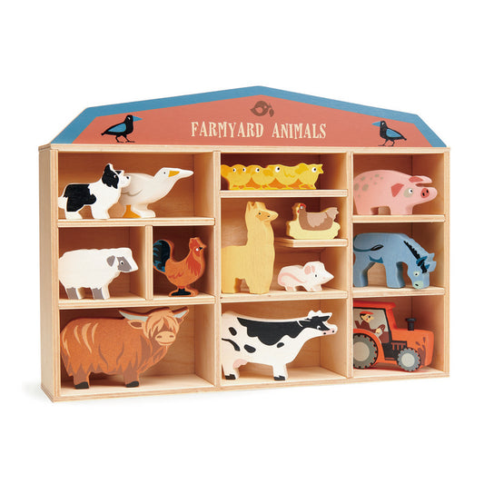 Wooden Farm Animals (includes Display Shelf)