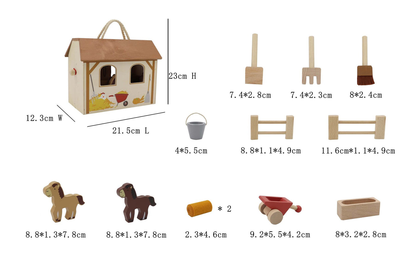 Wooden Horse Stable Set