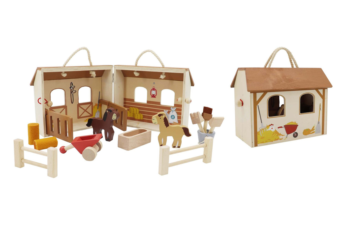 Wooden horse stable toy